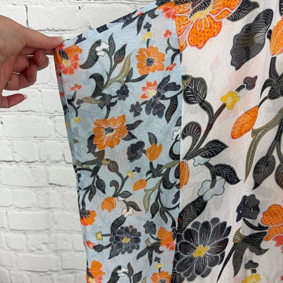 Lane Bryant Semi Sheer Long Floral Chiffon Duster Jacket Top O/S - Picture 5 of 7